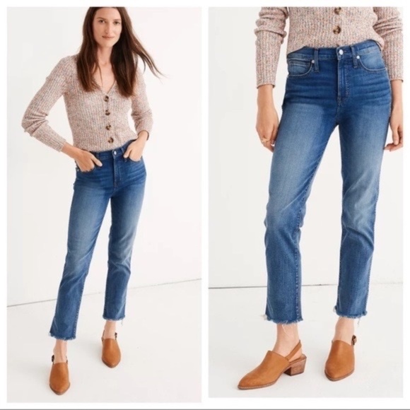 Madewell Stovepipe Jeans Fluffy Hem Edition Chancery Wash - Picture 6 of 6